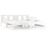  Izvlečna dnevna postelja bela trdna borovina 2x(80x200) cm, (20600849) | Shoptok.si