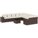 vidaXL 11-dijelni set vrtnih sofa od poliratana s jastucima smeđi | shoptok.hr