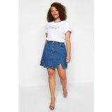 Trendyol Curve Blue Double Slit Denim Skirt | shoptok.hr