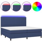 Maison Chic Box spring postelja - Vzmetna postelja z vzmetnico LED modra 200x200 cm blago SL22311, (21891894) | Shoptok.si