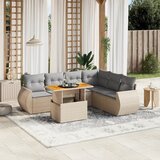 The Living Store Vrtna sedežna garnitura 8-delna z blazinami bež poli ratan - Vrtna Sedežna Garniture, (21480493) | Shoptok.si