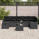  Set sofe 8 kom. 7-Broj sjedala Crna poliratan 55 x 55 x 37 cm | shoptok.hr