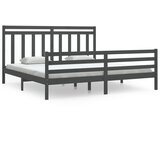 The Living Store Posteljni okvir siv iz trdnega lesa 200x200 cm - Posteljni Okvir, (21525314) | Shoptok.si