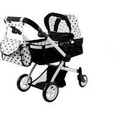  Kolica za lutke Alice s torbom 2u1 - crno/bijela | shoptok.hr