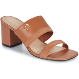 Tommy Hilfiger Sandali & Odprti čevlji LEATHER SUEDE BLOCK HEEL MULE Kostanjeva