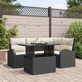 vidaXL 5-dijelni set vrtnih sofa s jastučićima Crni poli ratan | shoptok.hr