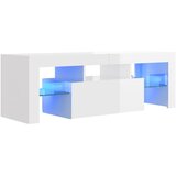 Maison Chic TV omarica - TV stojalo - Televizijska omarica z LED lučkami visok sijaj bela 120x35x40 cm, (21700106) Cene