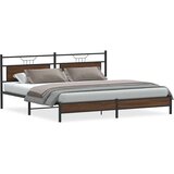 Metalni okvir kreveta bez madraca smeđa boja hrasta 193x203 cm | shoptok.hr