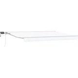 Ročno senčilo s LED-ji Bela 4,5 × 3,5 m Poliester s PU premazom, (5000211292)