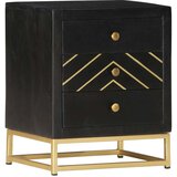 vidaXL Nočna omarica črna in zlata 40x30x50 cm trden mangov les | Shoptok.si