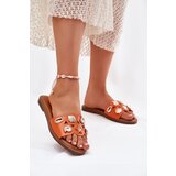 Boto Women's Flat Sandals With Golden Pins Orange Nalothiel | ePonuda.com