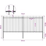 Vrtna ograda s vrhom koplja Čelik 337x150 cm Crna | Shoptok.si