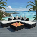 The Living Store Vrtna sedežna garnitura z blazinami 6-delna poli ratan črna - Komplet Zunanjih Kavčev, (21425307) | Shoptok.si