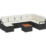 vidaXL Set od 9 dijelova za vrtni kauč s jastucima Crni Poly ratan, 2-sjedalo vrtni kauč s jastucima Crni Poly ratan | shoptok.hr