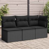  Vrtna sofa s jastucima za 3 osobe, crna, poliratan | shoptok.hr