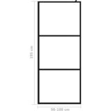 Pregrada za tuširanje s prozirnim staklom ESG crna 100 x 195 cm | shoptok.hr