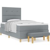 Box Spring Krevet s Madracem i Klupom Svjetlosiva 120x200 cm Tkanina | shoptok.hr