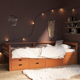 vidaXL Posteljni okvir s predali in omaro medeno rjav 90x200 cm | Shoptok.si