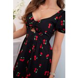 Kesi Włoski Women's dress with puffed sleeves and print black | Shoptok.si