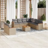  10-dijelni set vrtnih sofa s jastucima bež od poliratana Slike