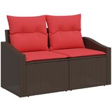 vidaXL Vrtni kauč Smeđa 123 x 62 x 69cm poliratan - Crna sa spremištem | shoptok.hr