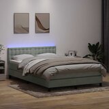  s oprugama i madracem LED svjetlosivi 160x210 cm baršunasti | shoptok.hr