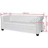 vidaXL Chesterfield kavč dvosed in trosed um. usnje bele barve | Shoptok.si