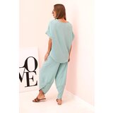 Kesi Włoski Viscose blouse + pants set dark mint | Shoptok.si