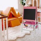Ginger Home dječji stalak za crtanje 3 u 1 - crna ploča, bijela ploča, papirnata rola, Super Girl | shoptok.hr
