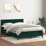 Box Spring krevet s madracem tamno zeleni 160x220 cm baršun - Tamnozelena 160 x 220 cm Blok s kvadratima Cijene