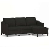 vidaXL Trosjed s tabureom crni 180 cm od tkanine | shoptok.hr