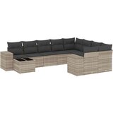 vidaXL 10-dijelni set vrtnih sofa poliratan s jastucima svijetlosivi | shoptok.hr