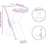  Noge za klub stolić u obliku slova X, 2 kom, antracit, 60 x (42-43) cm, čelik | shoptok.hr
