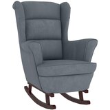The Living Store Gugalni stol z nogami iz trdnega kavčukovca temno siv žamet - Gugalni Stol, (21420602) | Shoptok.si