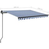  Automatska tenda na uvlačenje sa stupovima 3x2 5 m plavo-bijela | shoptok.hr