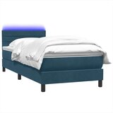 Box Spring krevet s madracem i LED tamnoplavi 80x210 cm baršun | shoptok.hr