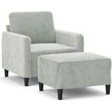 vidaXL Fotelj s stolčkom za noge svetlo siv 60 cm žamet | Shoptok.si