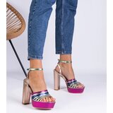 Gemre Multicolored massive block heel sandals Veransa | ePonuda.com
