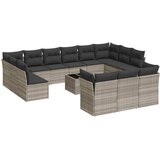  14-dijelni set vrtnih sofa poliratan s jastucima svijetlosivi | Eponuda.com