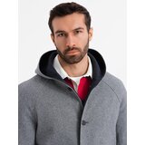 Ombre Men's melange long coat with hood - grey | shoptok.hr