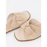 GOODIN Beige and white checkered flip-flops with buckle | Shoptok.si