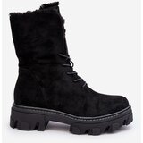 Boto Suede Lace-Up Boots with Faux Fur Workery Black Frendo | Eponuda.ba