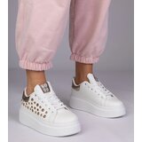 Gemre White sneakers with gold insert and studs Urlana | Shoptok.si