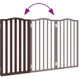 vidaXL Vrata za pse zložljiva 3 paneli rjava 150 cm topolovina | Shoptok.si