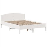 vidaXL Knjižna postelja brez vzmetnice bela 160x200 cm trdna borovina | Shoptok.si