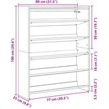  Stalak za cipele boja betona 80x25x100 cm konstruirano drvo | shoptok.hr