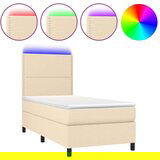  Krevet box spring s madracem LED krem 90x190 cm od tkanine | shoptok.hr