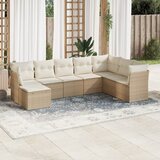 Maison Chic Seti vrtnega pohištva - Vrtna garnitura - Vrtni pohištvo set 8-delna z blazinami bež poli ratan, (21799610) | Shoptok.si
