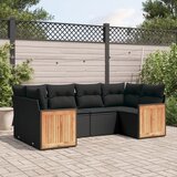 Maison Chic Seti vrtnega pohištva - Vrtna garnitura - Vrtni pohištvo set 6-delna z blazinami črna poli ratan, (21804803) | Shoptok.si