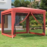 vidaXL Vrtni šotor s 4 mrežastimi stranicami rdeč 3x3 m HDPE Cene
